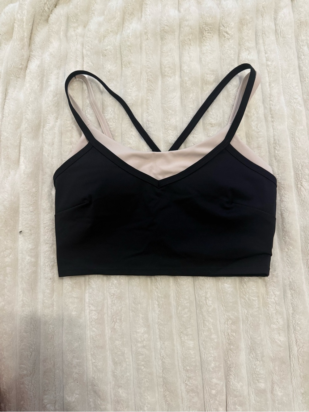 JoyLab Black Sports Bra with Light Tan Trim